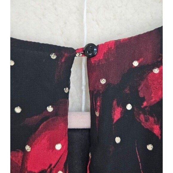 AlexaB Women Dress 10 Black Floral Print 100%Polyester Sleeveless Fit Flare Maxi - Picture 15 of 16